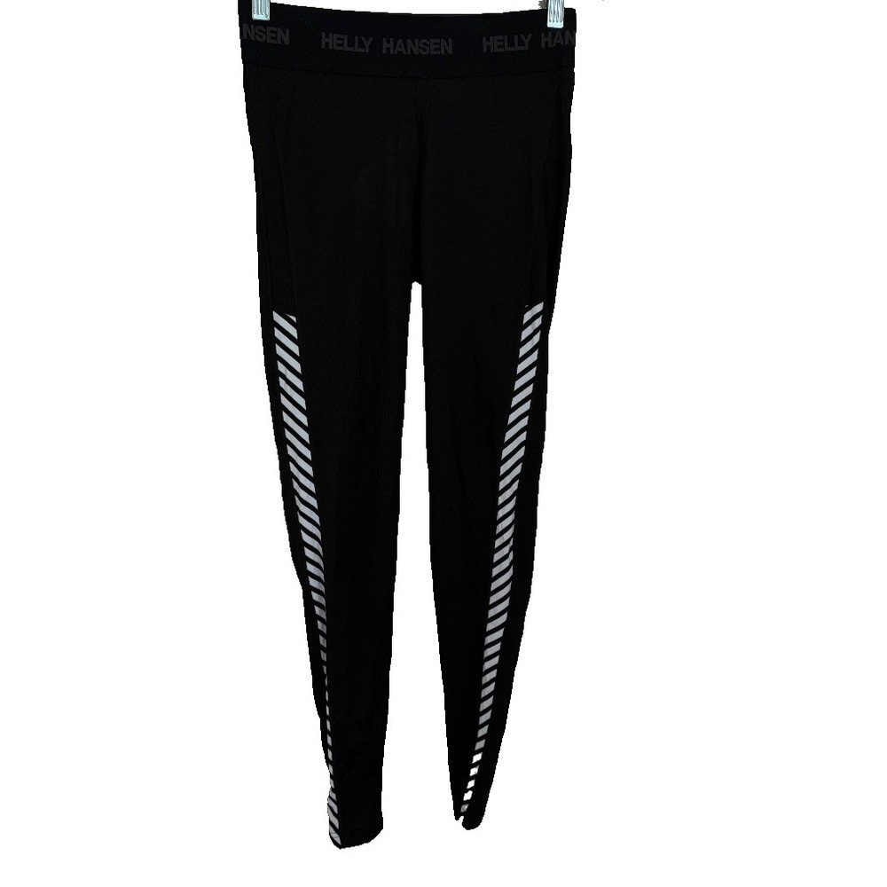 Helly Hansen Lifa Black Stripe Athletic Leggings S Base Layer Outdoors Ski NWT